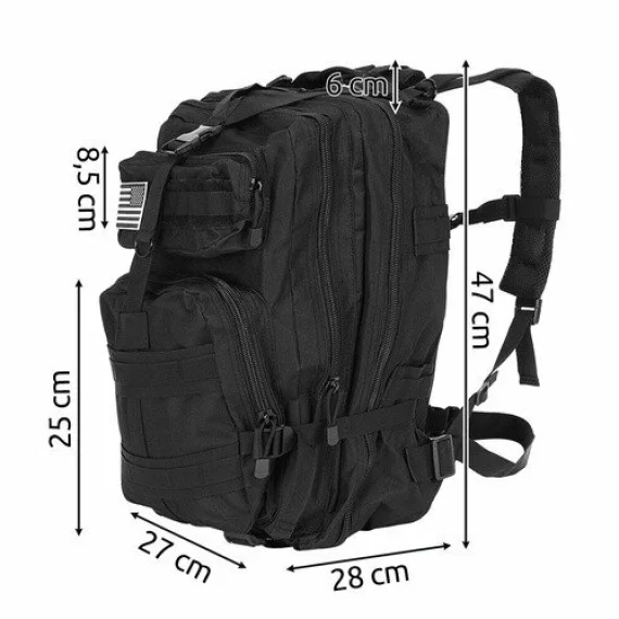 Rucsac militar XL negru 35 L – rucsac tactic mare, rezistent si multifunctional