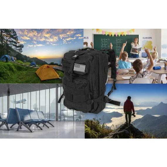 Rucsac militar XL negru 35 L – rucsac tactic mare, rezistent si multifunctional