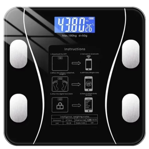 Cantar de baie, Ruhhy, LCD analytical bathroom scale, design modern