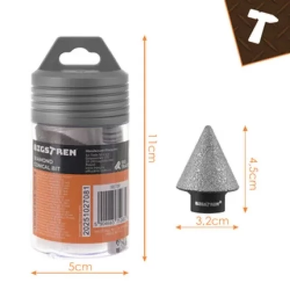 Cutter diamantat conic Bigstren, BIGSTREEN, Diamond Conical Cutter 27081, 35 mm pentru materiale dure