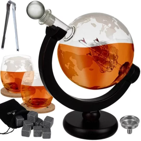 Decanter, Malatec, globe whiskey set, design elegant
