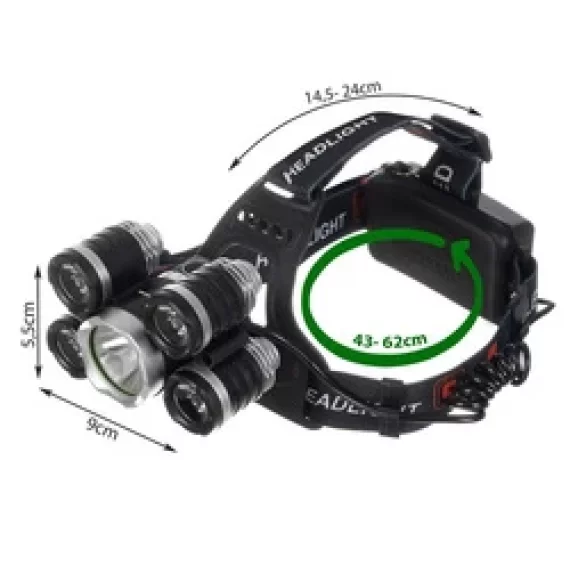 Lanterna frontala, Trizand, Headlamp 5 x LED T6 CREE, iluminare puternica