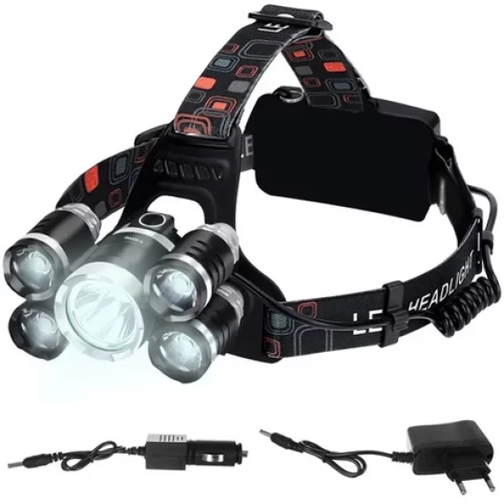 Lanterna frontala, Trizand, Headlamp 5 x LED T6 CREE, iluminare puternica