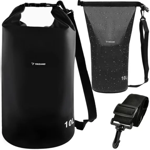 Sac impermeabil, Trizand, waterproof bag 10L black, design compact