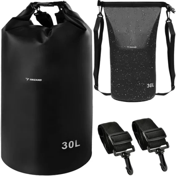 Sac impermeabil, Trizand, waterproof bag 30L black, capacitate de 30 litri