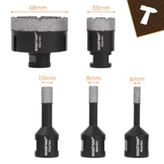 Set de burghie diamantate, Bigstren, Diamond hole saws - set de 6, durabilitate ridicata