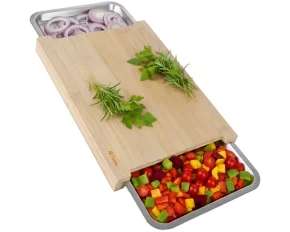 Tocator din bambus, Ruhhy, Bamboo board with containers, cu recipiente incluse