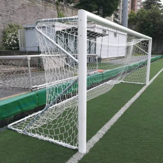 Set 2 porti de fotbal mobile, din aluminiu cu profil oval 100x120 mm, 5 x 2 m