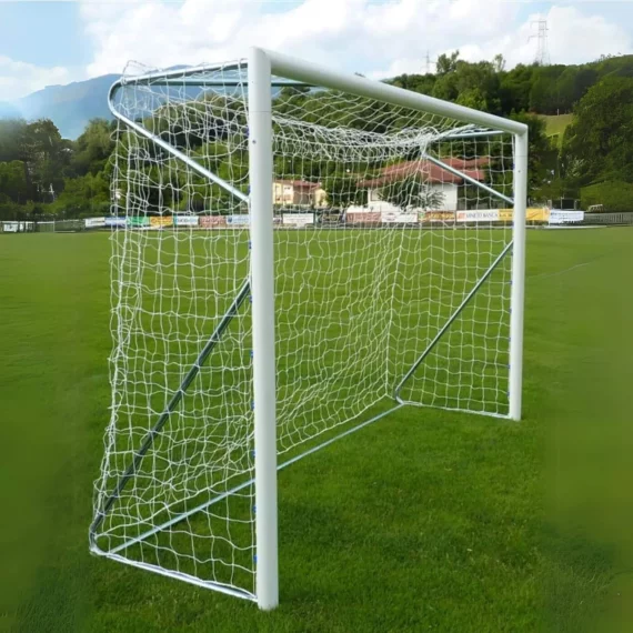 Set 2 porti de fotbal mobile, din aluminiu cu profil rotund, 5 x 2 m