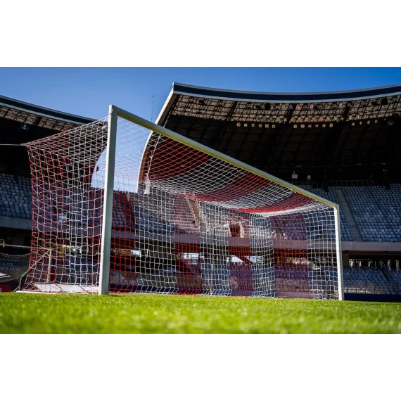Set 2 porti fotbal aluminiu 7,32 x 2,44 m fixe cu socluri APROBATA FIFA