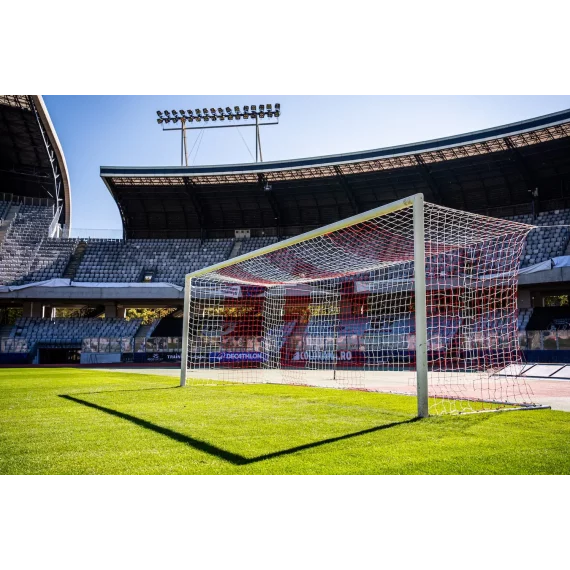 Set 2 porti fotbal aluminiu 7,32 x 2,44 m fixe cu socluri APROBATA FIFA