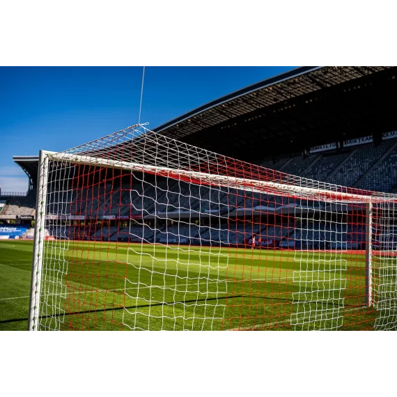 Set 2 porti fotbal aluminiu 7,32 x 2,44 m fixe cu socluri APROBATA FIFA