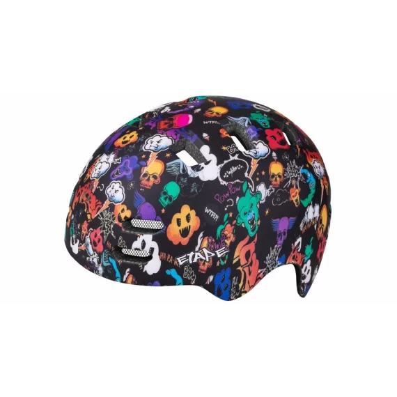 Casca copii pentru bicicleta, Etape Buddy Bike Helmet cu grafica colorata, negru