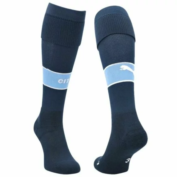 Jambiere fotbal pentru copii, Puma Manchester City Junior, albastru inchis