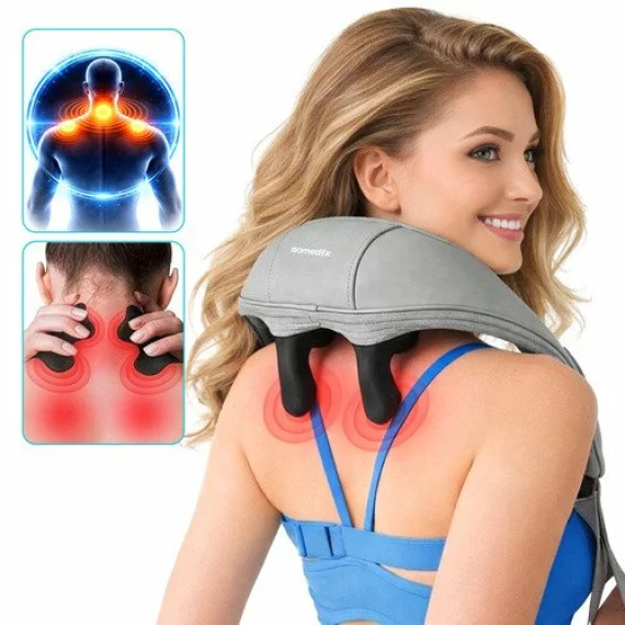 Dispozitiv Masaj Shiatsu Wireless pentru Gat Isomedix 22.2W – Incalzire LED, Incarcare USB-C