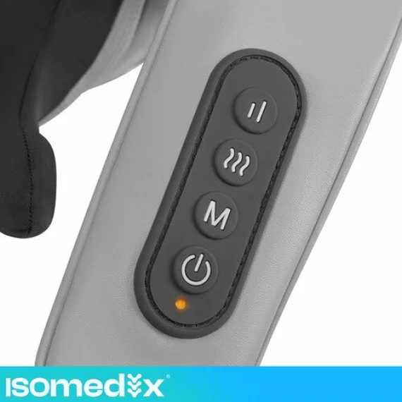 Dispozitiv Masaj Shiatsu Wireless pentru Gat Isomedix 22.2W – Incalzire LED, Incarcare USB-C