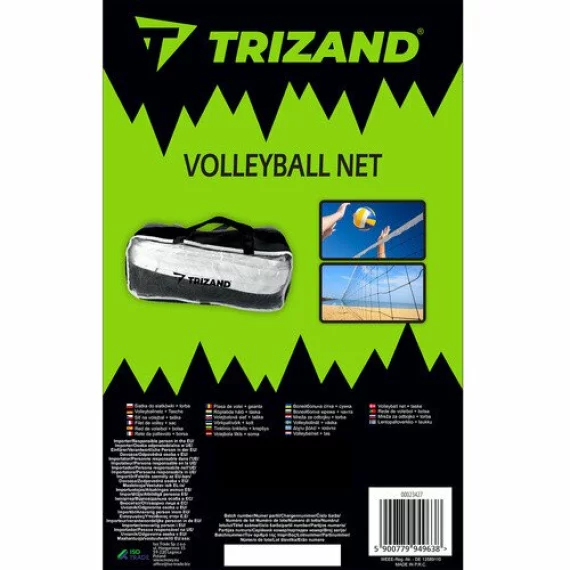 Fileu multisport pentru volei, badminton, tenis, Trizand Volleyball net, include husa transport, dimensiune fileu 9.5 x 1m