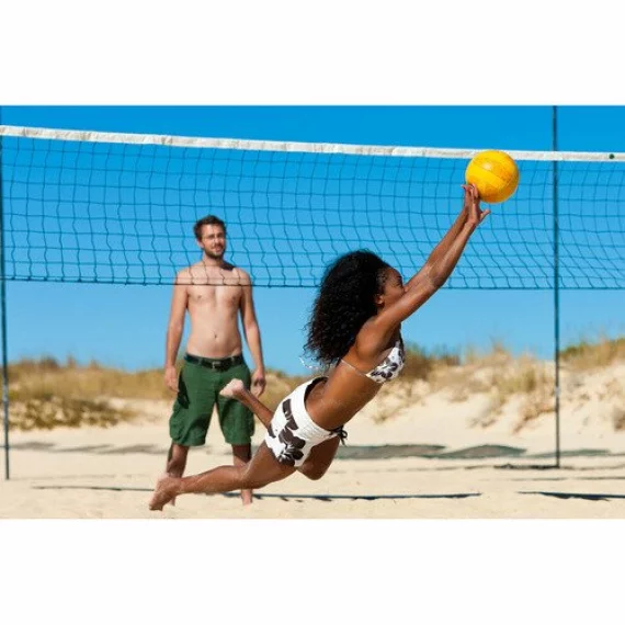 Fileu multisport pentru volei, badminton, tenis, Trizand Volleyball net, include husa transport, dimensiune fileu 9.5 x 1m