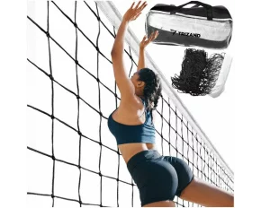 Fileu multisport pentru volei, badminton, tenis, Trizand Volleyball net, include husa transport, dimensiune fileu 9.5 x 1m