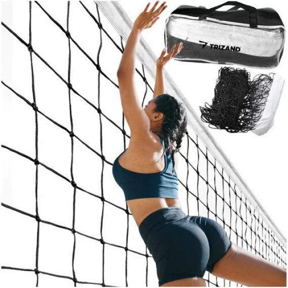 Fileu multisport pentru volei, badminton, tenis, Trizand Volleyball net, include husa transport, dimensiune fileu 9.5 x 1m
