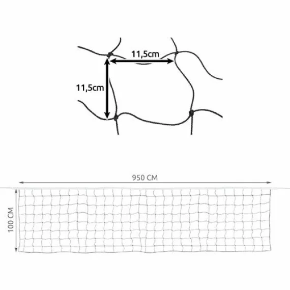 Fileu multisport pentru volei, badminton, tenis, Trizand Volleyball net, include husa transport, dimensiune fileu 9.5 x 1m