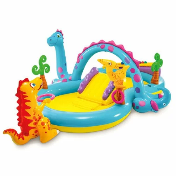Loc de Joaca Acvatic Dinoland Intex 57135NP – 302 x 229 x 112 cm, Tobogan, Fantana, 6 Mingi