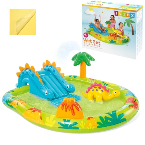 Loc de joaca tip piscina, Intex Dino 57166NP, dimensiune 191 x 152 x 58 cm
