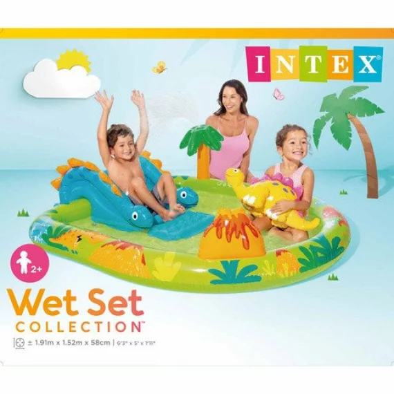 Loc de joaca tip piscina, Intex Dino 57166NP, dimensiune 191 x 152 x 58 cm