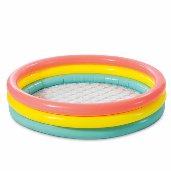Piscina Gonflabila pentru Copii Intex 57412NP – 114 x 25 cm, Curcubeu, 3 Inele, 131 l
