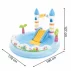 Piscina Loc de Joaca Acvatic Castel cu Unicorn Intex 56148NP – 196 x 178 x 127 cm, Tobogan si Stropitoare