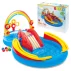 Piscina, Loc de Joaca Acvatic Gonflabil Curcubeu Intex 57453NP – 297 x 193 x 135 cm, Tobogan, Fantana, Inele si Mingi