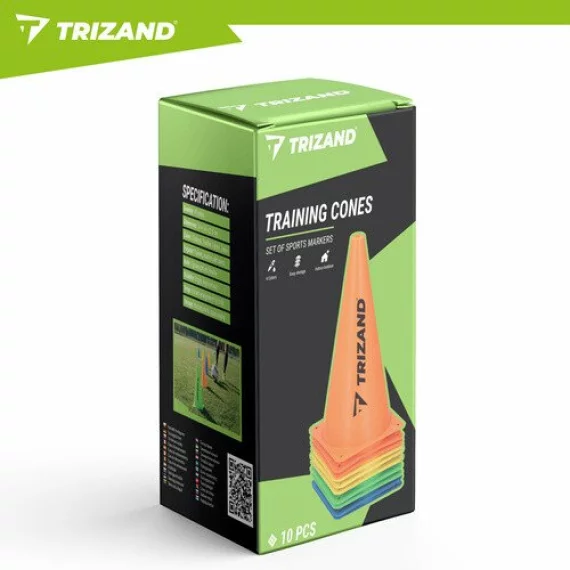 Set 10 conuri colorate, inaltime 23 cm, Trizand Training Cones
