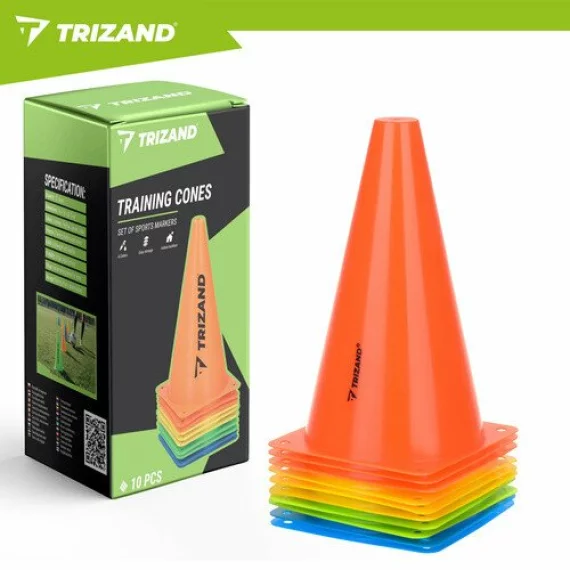 Set 10 conuri colorate, inaltime 23 cm, Trizand Training Cones