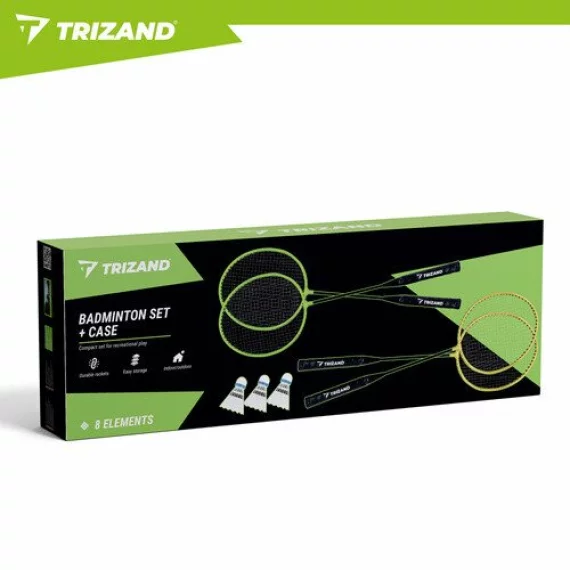 Set Badminton Trizand 8 Piese – 4 Rachete, 3 Fluturasi, Husa de Transport