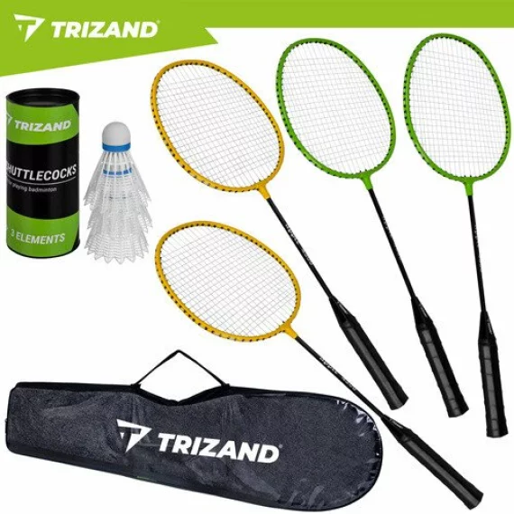 Set Badminton Trizand 8 Piese – 4 Rachete, 3 Fluturasi, Husa de Transport