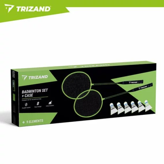 Set Badminton Trizand 9 Piese – 2 Rachete, 6 Fluturasi, Husa de Transport