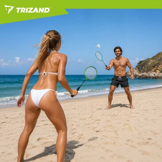 Set Badminton Trizand 9 Piese – 2 Rachete, 6 Fluturasi, Husa de Transport