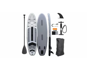 Placa stand up paddle, e4fun Allround Stand Up Paddle Board, dimensiuni 320 x 81 x 15 cm, gri