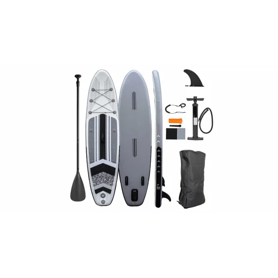 Placa stand up paddle, e4fun Allround Stand Up Paddle Board, dimensiuni 320 x 81 x 15 cm, gri