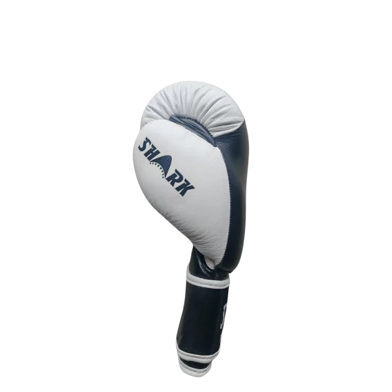 Manusi Box Shark Negru cu Alb 10oz - Manusi Box si MMA Piele Premium, Antrenament si Competitie