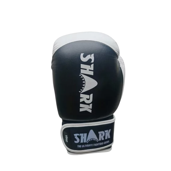 Manusi Box Shark Negru cu Alb 10oz - Manusi Box si MMA Piele Premium, Antrenament si Competitie