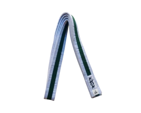 Centura din bumbac pentru kimono, Top Budo, lungime 300 cm, culoare alb-verde-alb