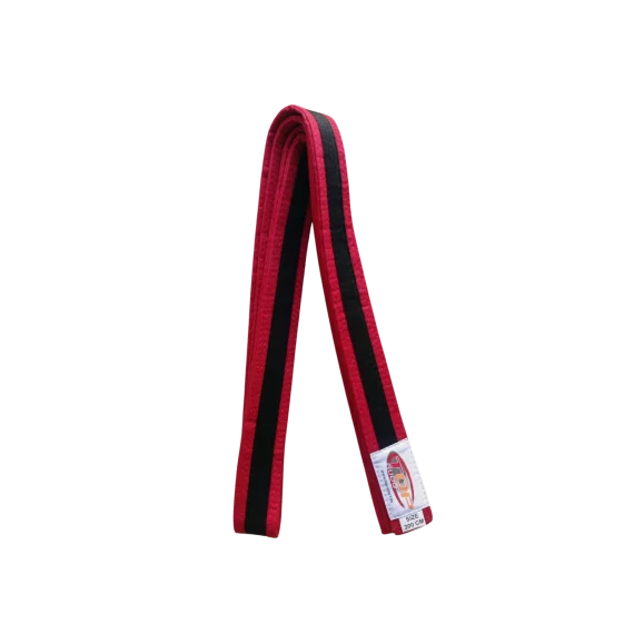 Centura din bumbac pentru kimono, Top Budo, lungime 300 cm, culoare rosu-negru-rosu