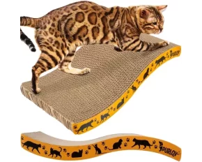 Carton de zgariat pentru pisici, Purlov Cat Scratcher, imita copacii, satisface nevoia de zgariat si ascutit unghii, 23 x 43 x 4 cm