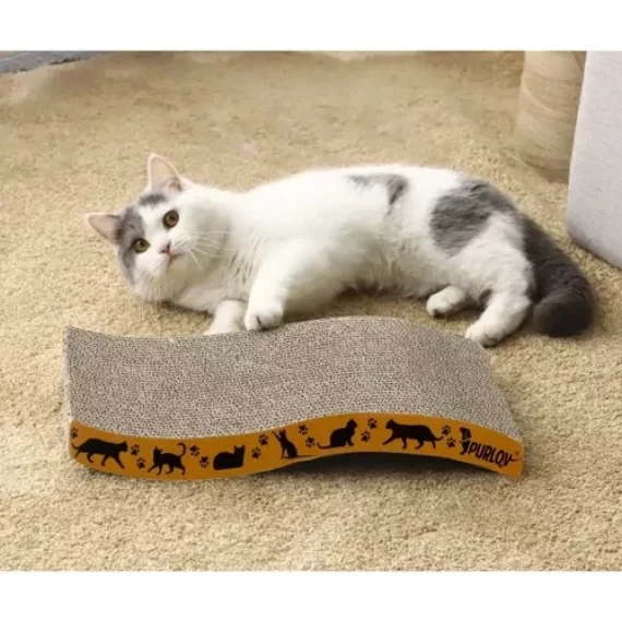 Carton de zgariat pentru pisici, Purlov Cat Scratcher, imita copacii, satisface nevoia de zgariat si ascutit unghii, 23 x 43 x 4 cm