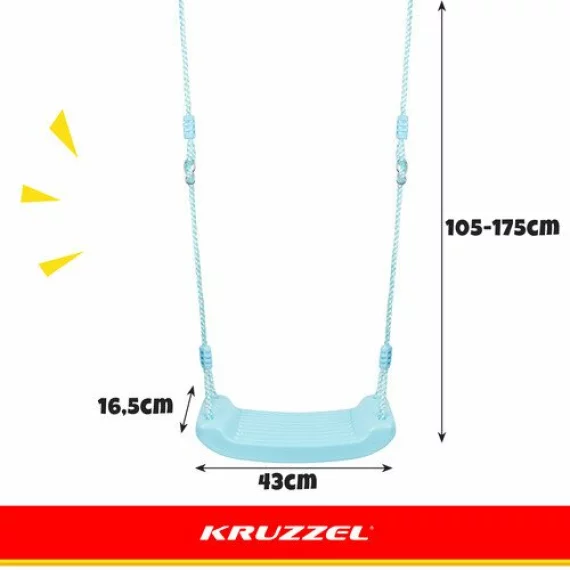 Leagan copii pentru curte si casa Kruzzel franghii reglabile, culoare albastru