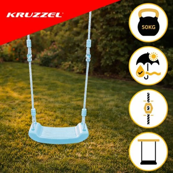 Leagan copii pentru curte si casa Kruzzel franghii reglabile, culoare albastru