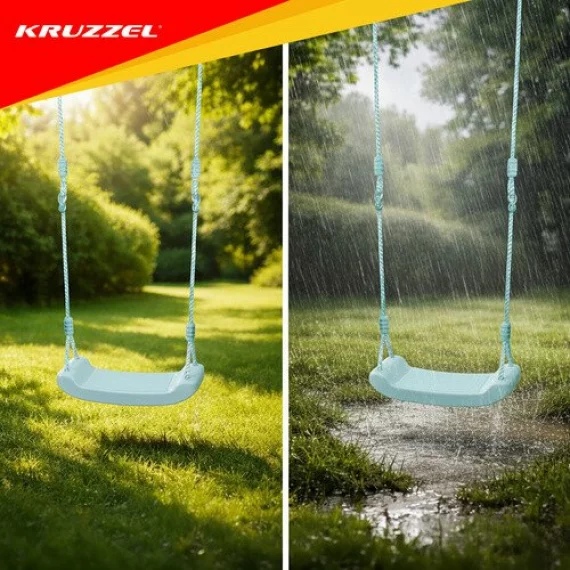 Leagan copii pentru curte si casa Kruzzel franghii reglabile, culoare albastru
