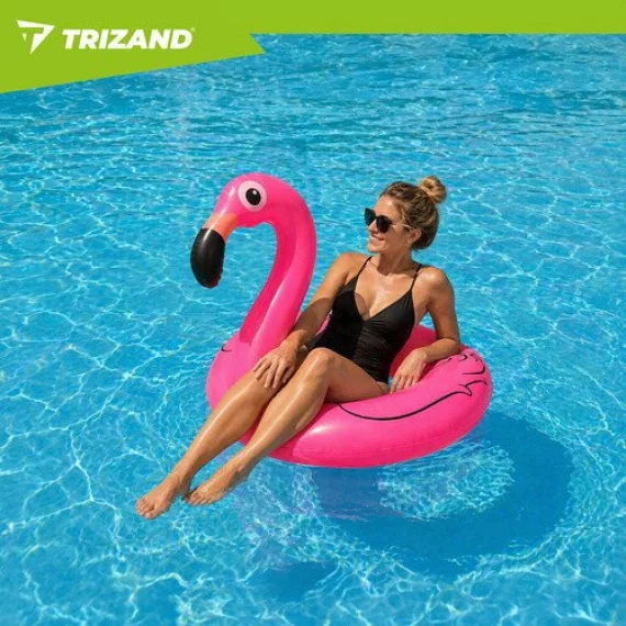 Colac gonflabil pentru piscina sau mare, Trizand Flamingo, diametru 102cm, inaltime 102 cm