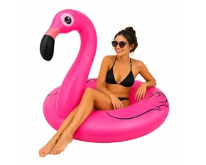 Colac gonflabil pentru piscina sau mare, Trizand Flamingo, diametru 102cm, inaltime 102 cm
